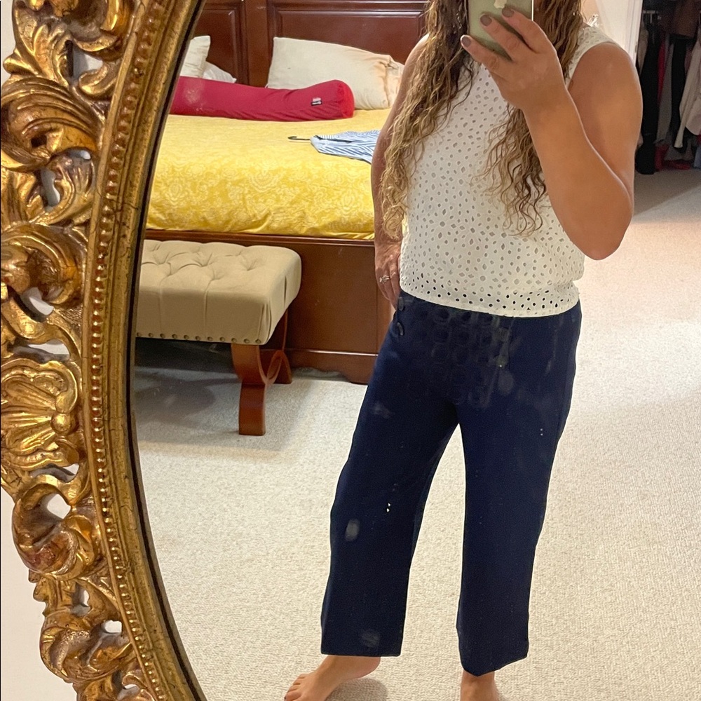Express Navy Cropped Sailor-Button Pants